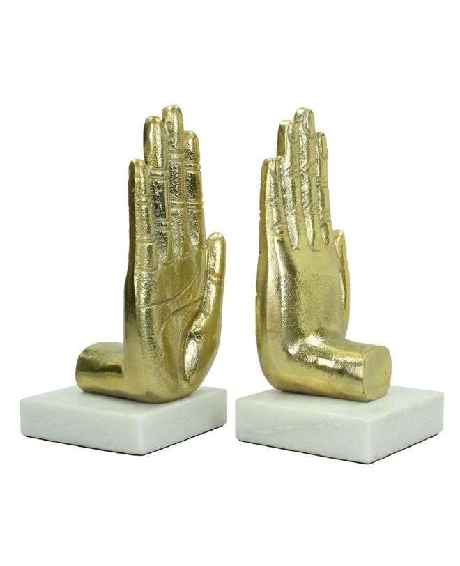 Βιβλιοστάτης Χέρια Χρυσό Αλουμίνιο 20x10x22cm Σετ 2Τμχ