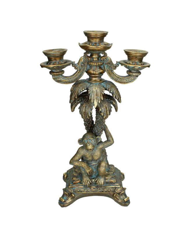 Κηροπήγιο Πίθηκος Χρυσό Polyresin 24.5x13.5x41cm