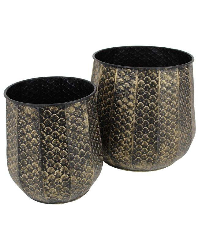 Κασπώ Μαύρο Μέταλλο 35x35x32.5cm Σετ 2Τμχ