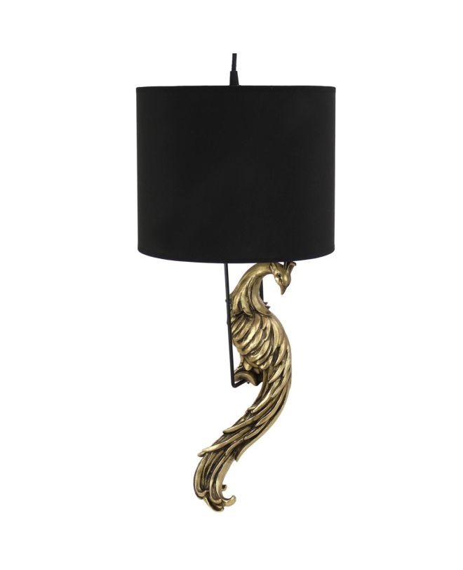 Φωτιστικό Κρεμαστό Παγώνι (Χωρίς Καπέλο) Χρυσό Polyresin 27x12x57cm