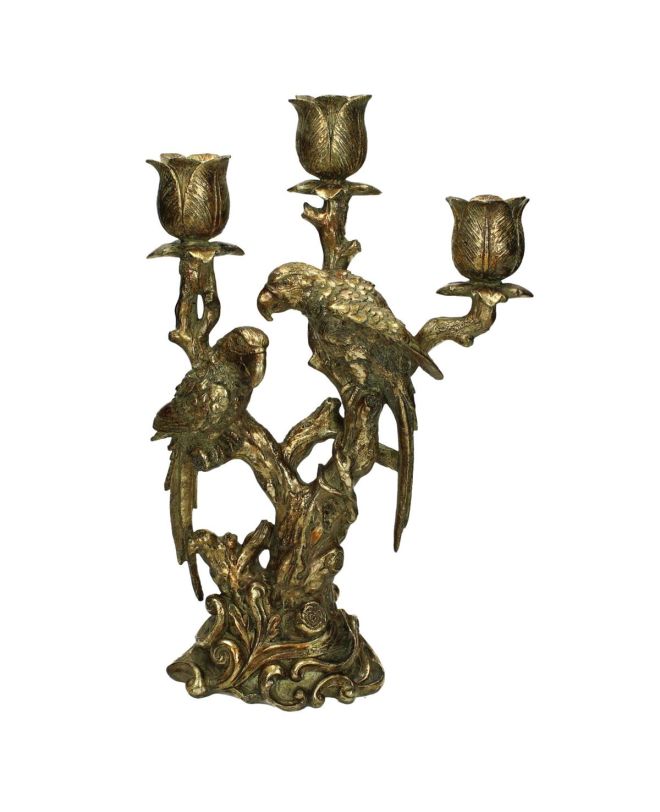 Κηροπήγιο Παπαγάλος Χρυσό Polyresin 23.5x11x38cm