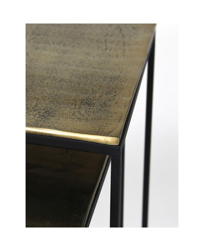 Τραπεζάκι Χρυσό Αλουμίνιο 53x29x66cm Σετ 3Τμχ