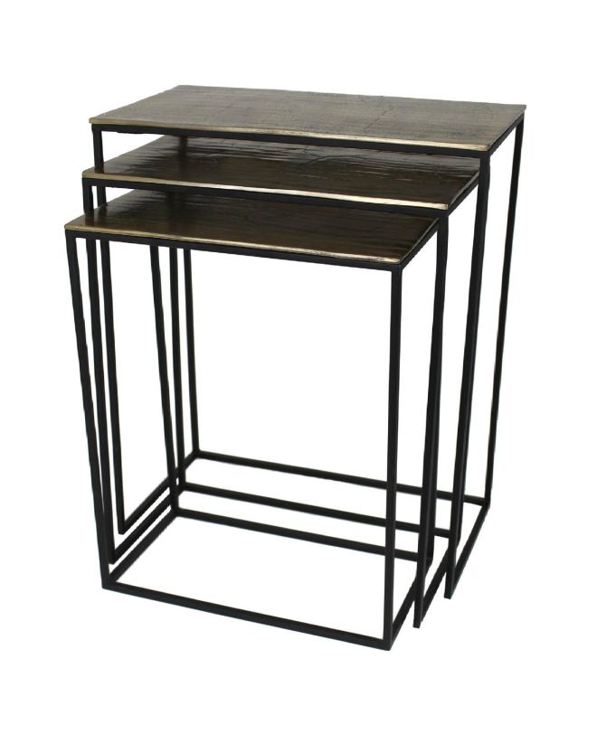 Τραπεζάκι Χρυσό Αλουμίνιο 53x29x66cm Σετ 3Τμχ