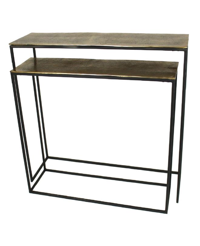 Τραπεζάκι Χρυσό Αλουμίνιο 99x29x82cm Σετ 2Τμχ