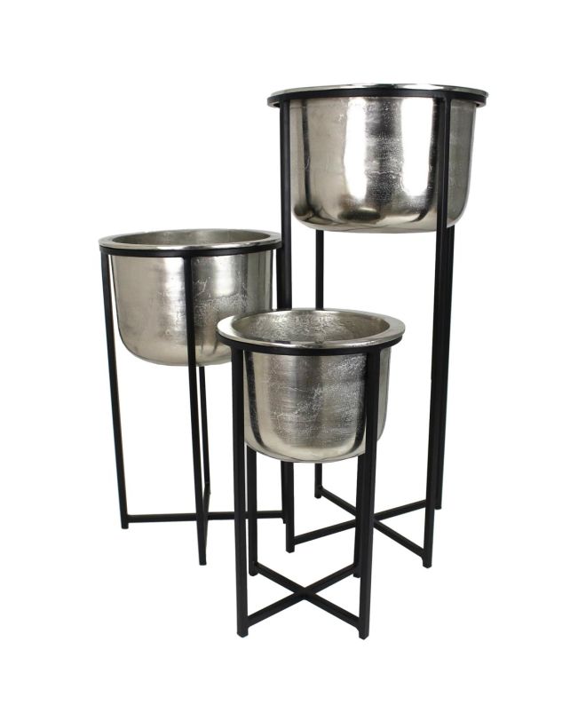 Κασπώ Ασημί Αλουμίνιο 37x37x80.5cm Σετ 3Τμχ