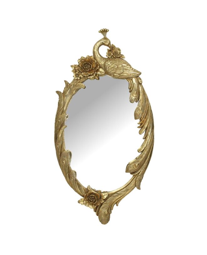 Καθρέπτης Παγώνι Χρυσό Polyresin 28.7x3.7x55.3cm