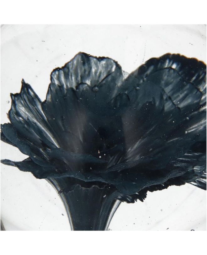 Press Papier Λουλούδι Πετρόλ Γυαλί 10cm