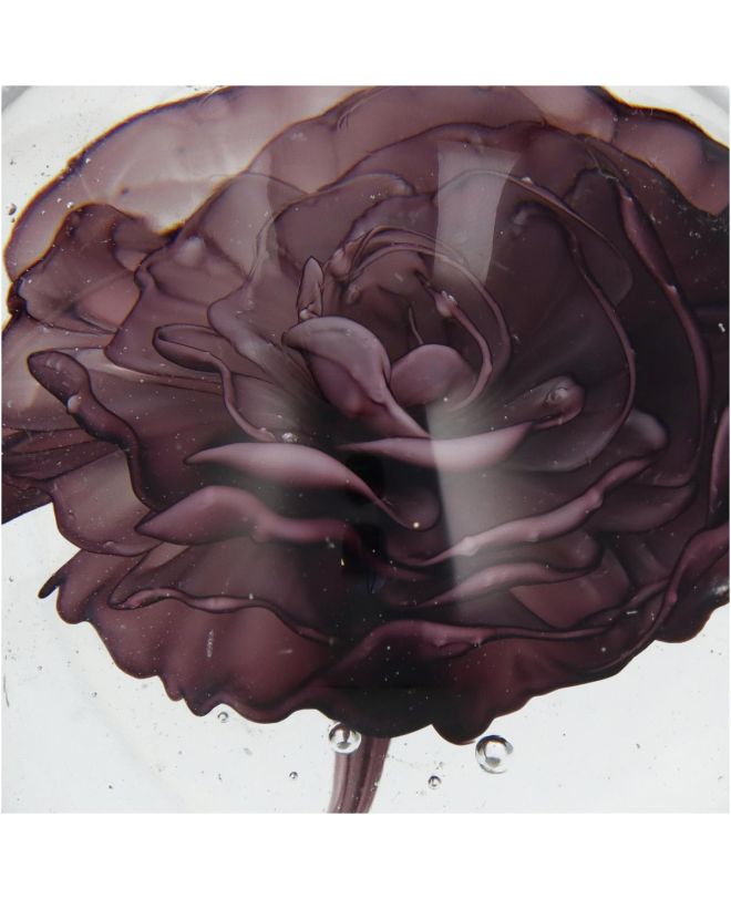 Press Papier Λουλούδι Μοβ Γυαλί 10cm