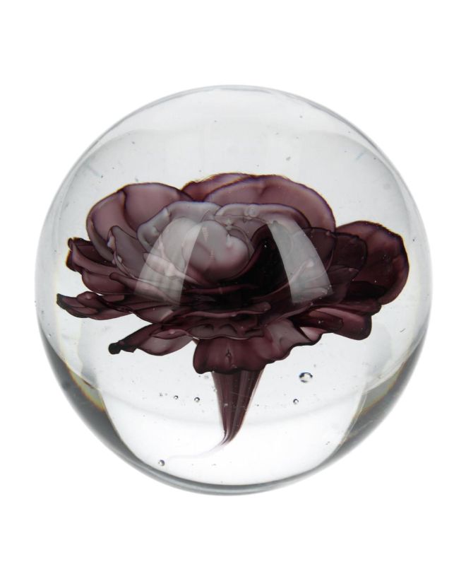 Press Papier Λουλούδι Μοβ Γυαλί 10cm