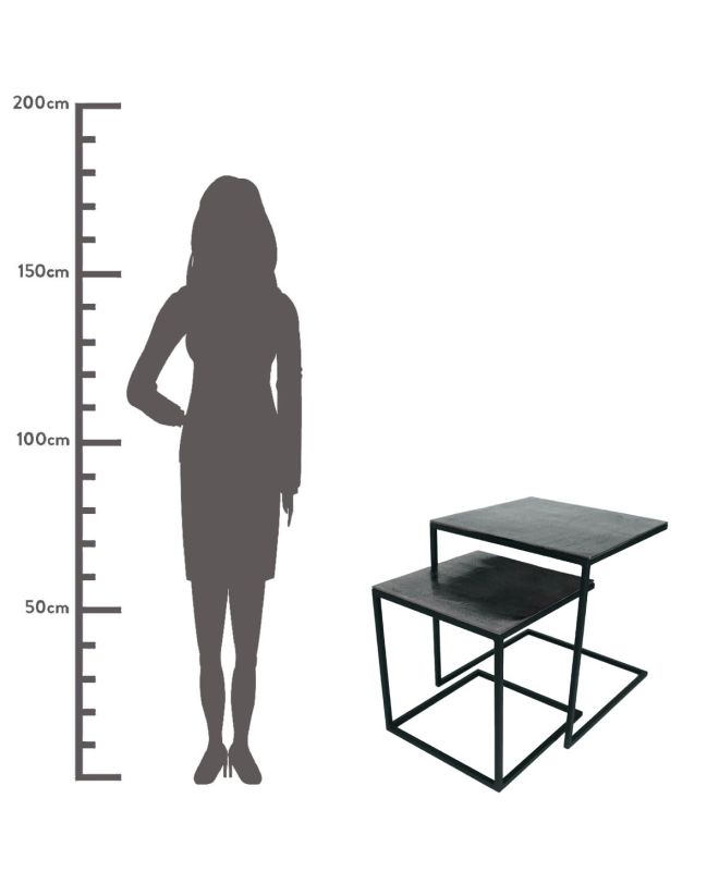Τραπεζάκι Μαύρο Αλουμίνιο 50x50x50cm Σετ 2Τμχ