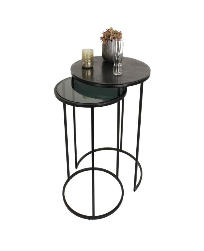 Τραπεζάκι Μαύρο Αλουμίνιο 50x50x59cm Σετ 2Τμχ