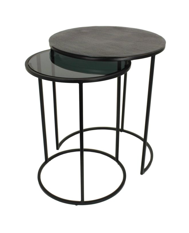 Τραπεζάκι Μαύρο Αλουμίνιο 50x50x59cm Σετ 2Τμχ