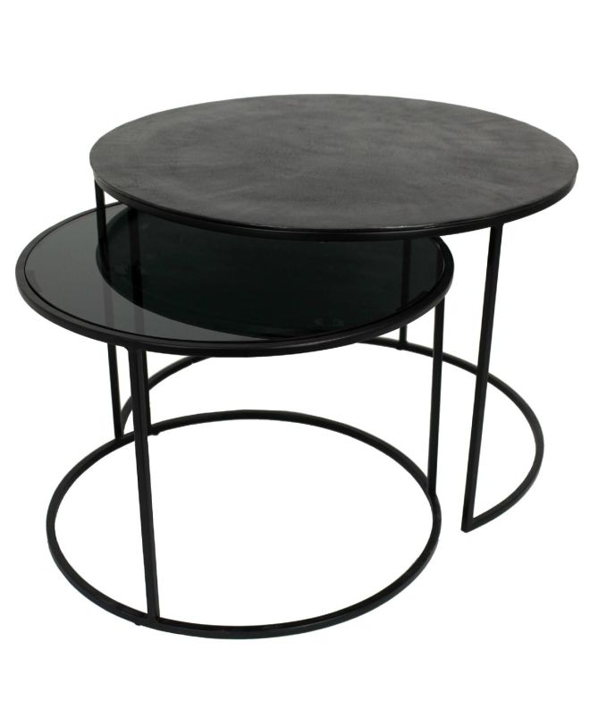 Τραπεζάκι Μαύρο Αλουμίνιο 75x75x48cm Σετ 2Τμχ