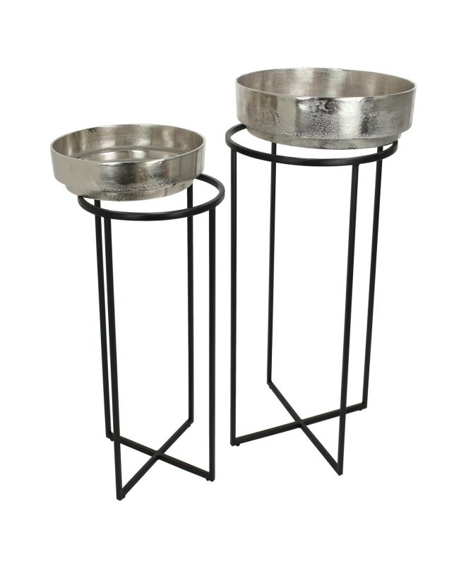 Κασπώ Ασημί Αλουμίνιο 50x50x75cm Σετ 2Τμχ