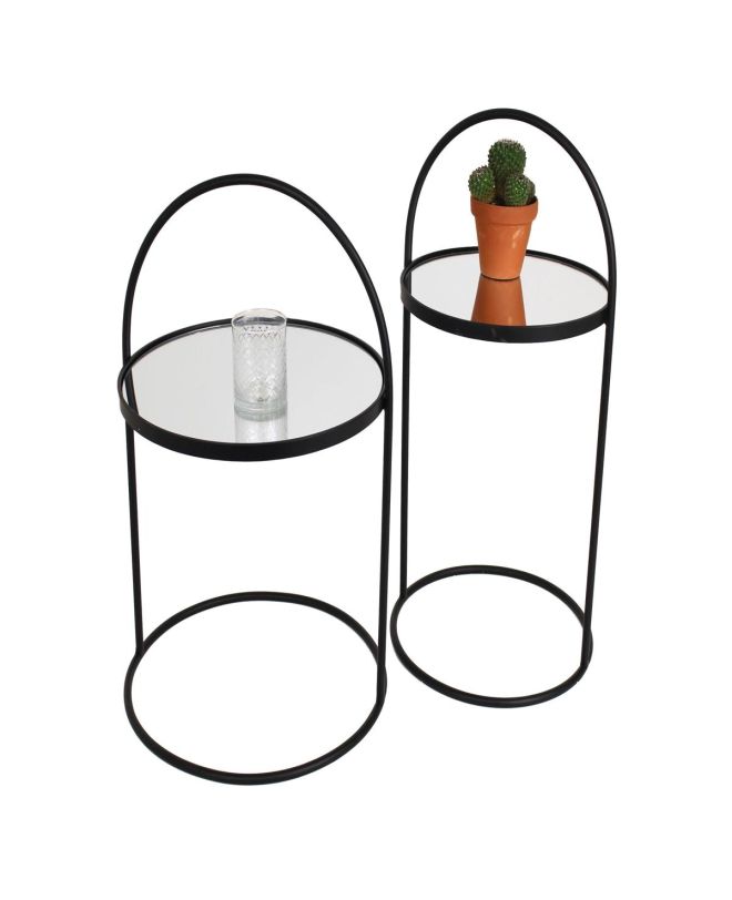 Τραπεζάκι Μαύρο Μέταλλο 41x41x64cm Σετ 2Τμχ