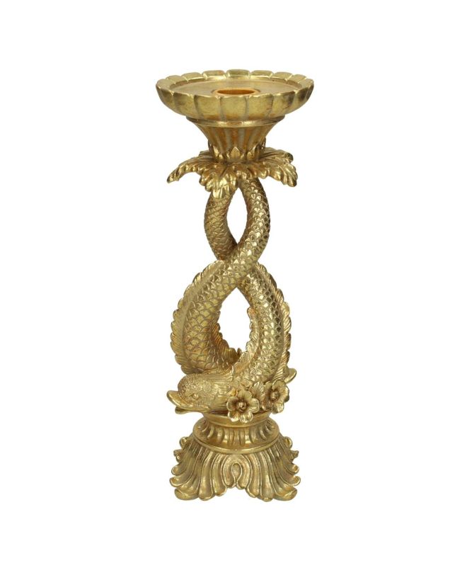 Κηροπήγιο ArteLibre Ψάρι Χρυσό Polyresin 10.5x10.5x27cm