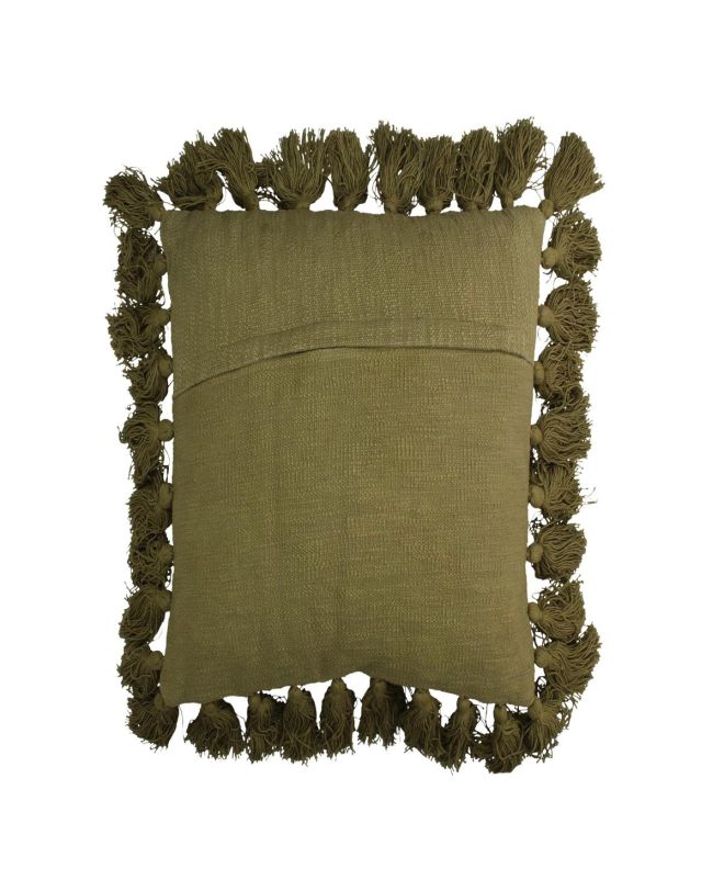Μαξιλάρι Με Φούντες Πράσινο Βαμβακερό 45x45cm
