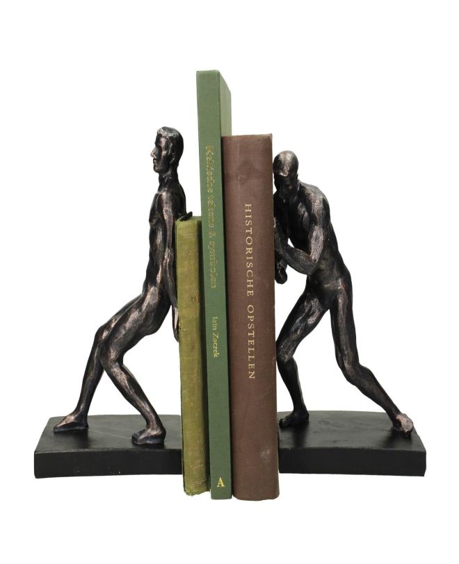 Βιβλιοστάτης Φιγούρες Μαύρο Polyresin 33x11x26.7cm Σετ 2Τμχ