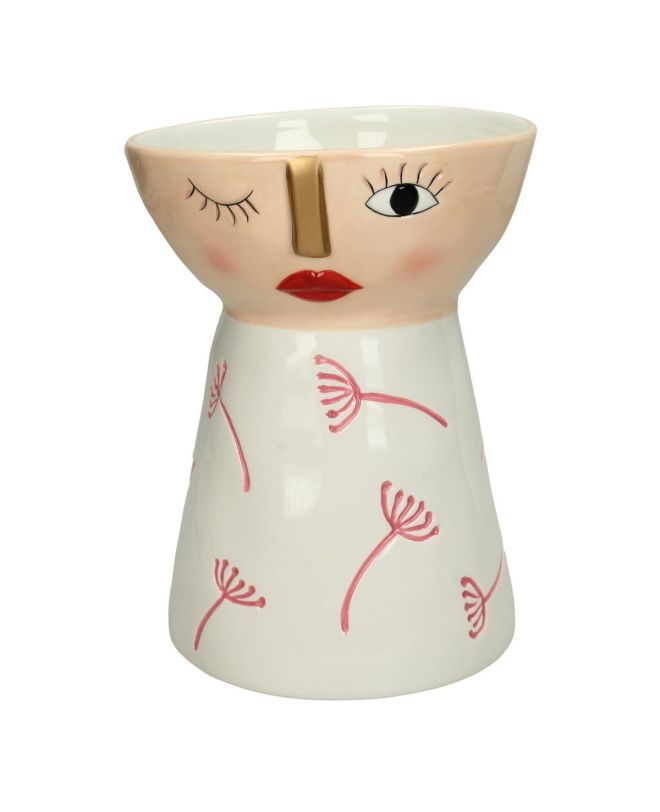 Κασπώ Πρόσωπο Ροδακινί Κεραμικό 16.5x16.5x21.5cm