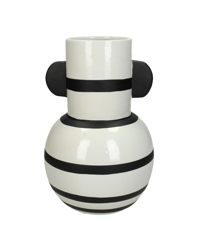 Βάζο ArteLibre Με Ρίγες Λευκό Κεραμικό 17x17x26cm