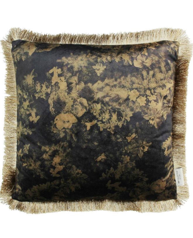 Μαξιλάρι Λουλούδια Μαύρο Βελούδο 45x45cm