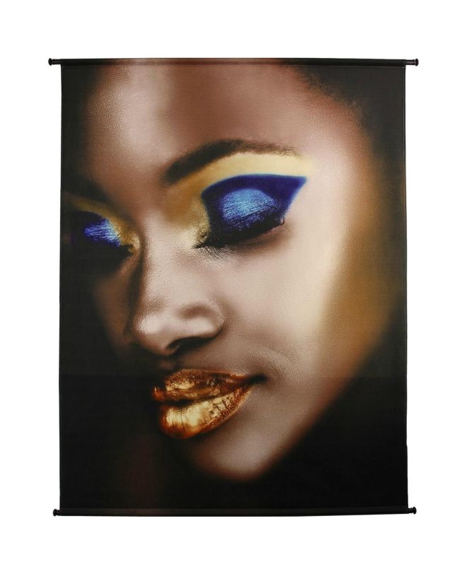 Διακοσμητικό Τοίχου Κρεμαστό Γυναίκα Με Μακιγιάζ Χρυσό Βελούδο 140x170cm