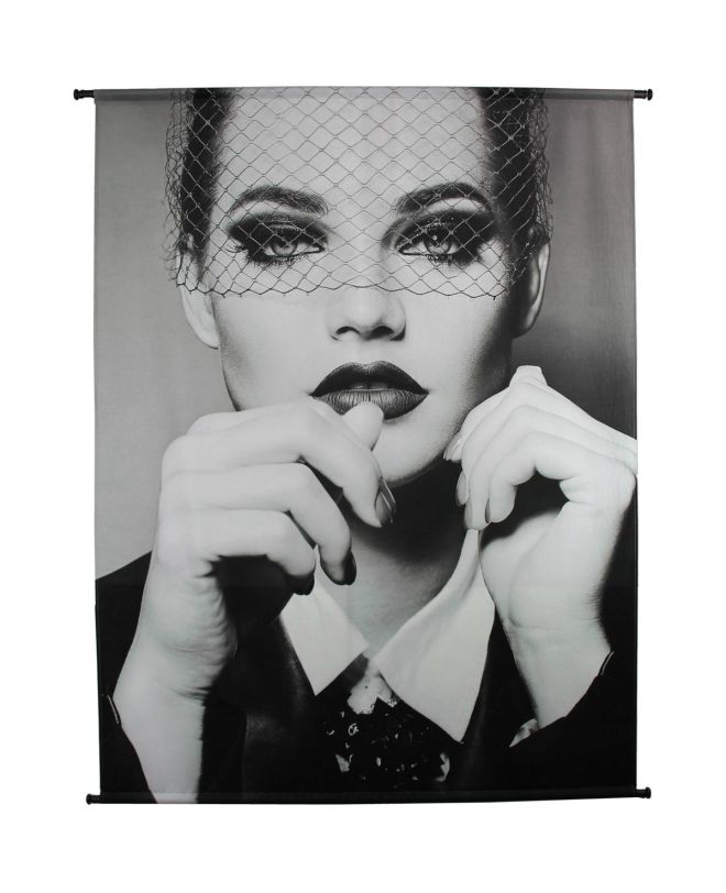 Διακοσμητικό Τοίχου Κρεμαστό Μοδάτη Γυναίκα Μαύρο Βελούδο 140x170cm