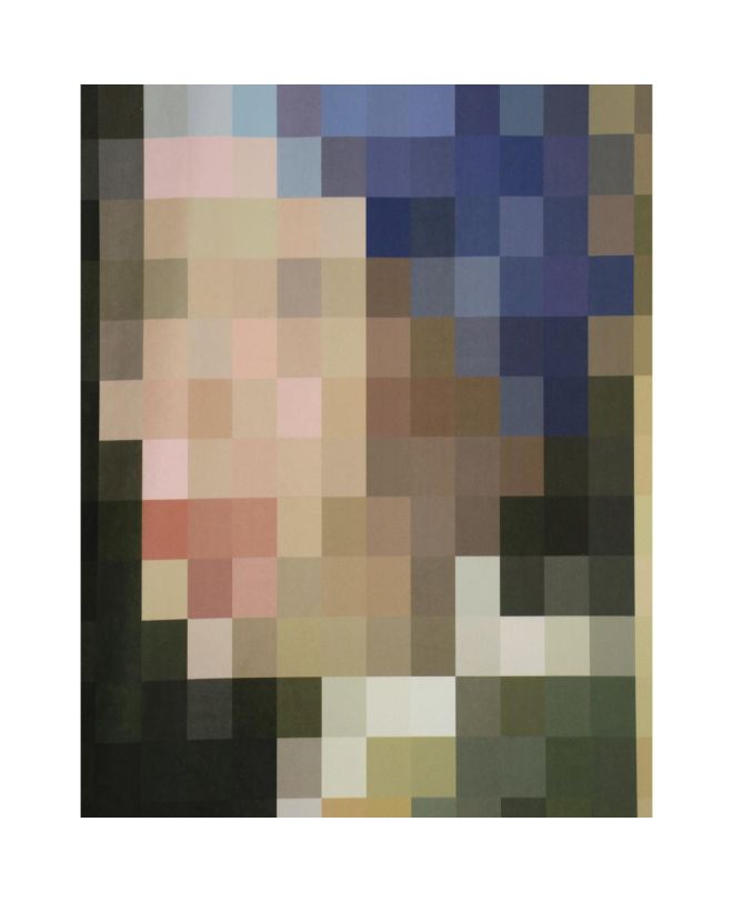 Διακοσμητικό Τοίχου Κρεμαστό Κορίτσι Με Το Μαργαριταρένιο Σκουλαρίκι Μπλε Βελούδο 83x110cm