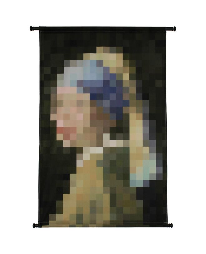 Διακοσμητικό Τοίχου Κρεμαστό Κορίτσι Με Το Μαργαριταρένιο Σκουλαρίκι Μπλε Βελούδο 83x110cm