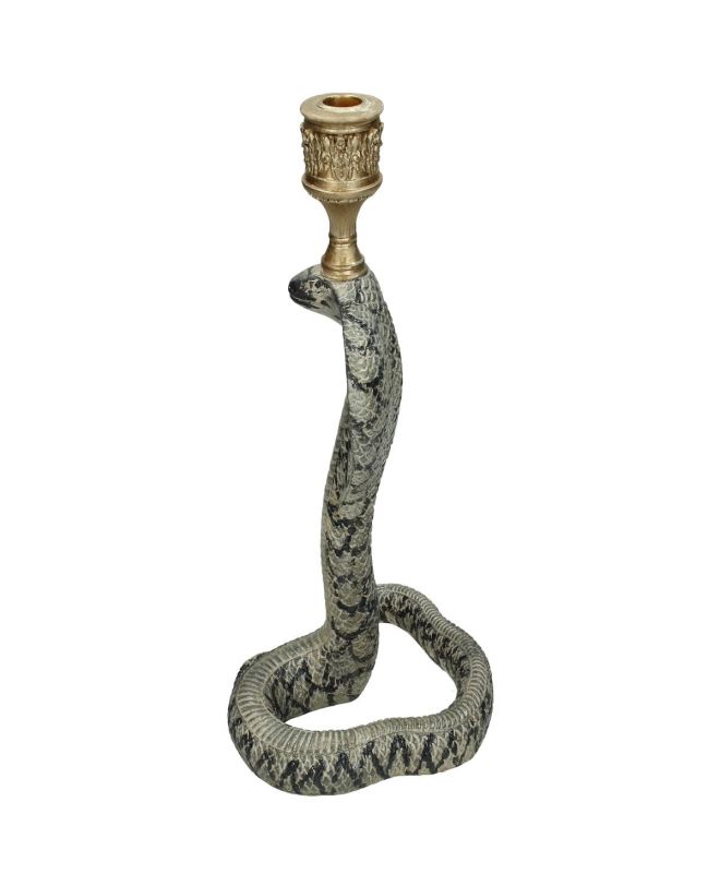 Κηροπήγιο Φίδι Γκρι Polyresin 17.5x17.5x30cm