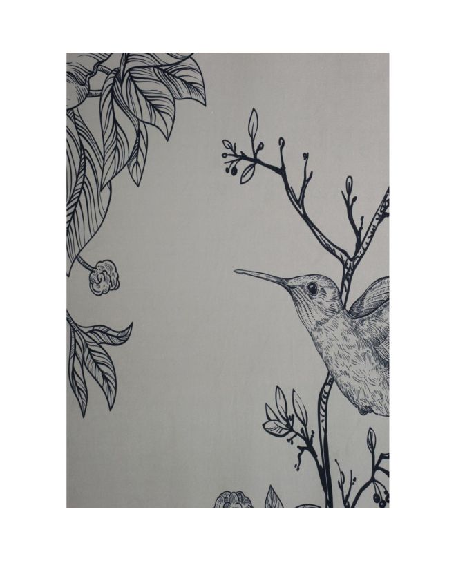 Διακοσμητικό Τοίχου Κρεμαστό Πουλιά Γκρι Βελούδο 145x110cm