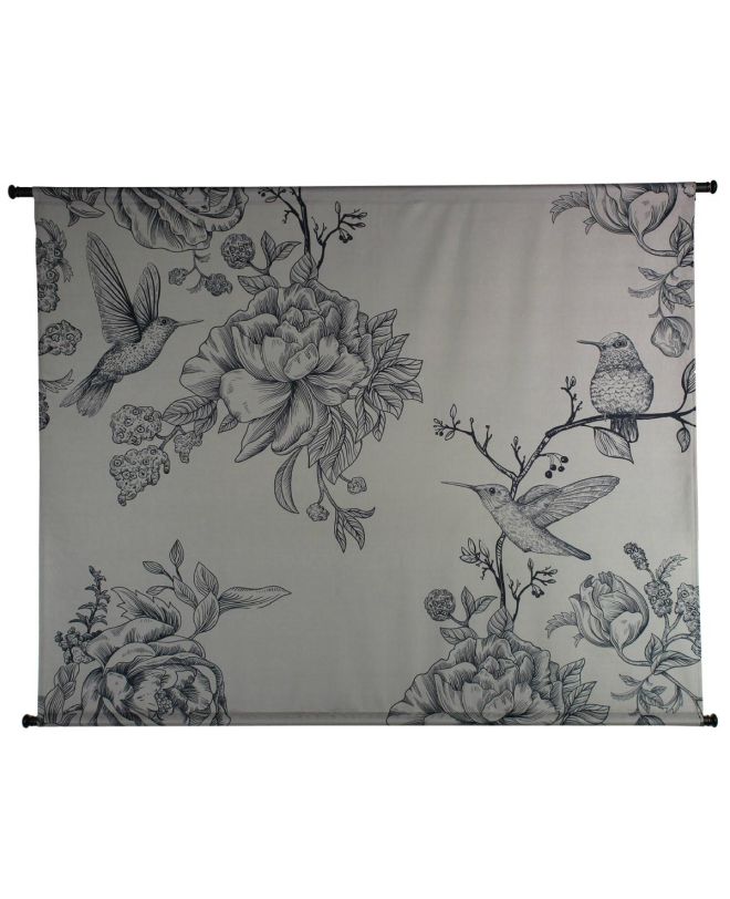 Διακοσμητικό Τοίχου Κρεμαστό Πουλιά Γκρι Βελούδο 145x110cm