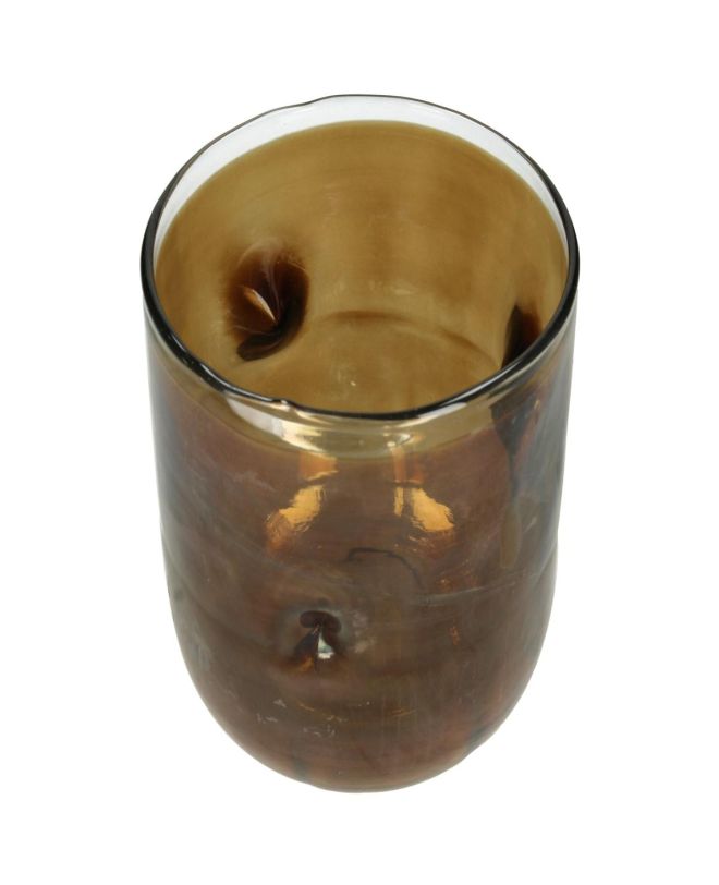 Κηροπήγιο Καφέ Γυαλί 17x17x17cm