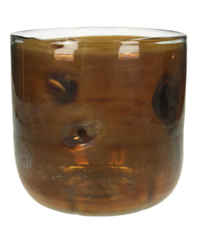 Κηροπήγιο Καφέ Γυαλί 17x17x17cm