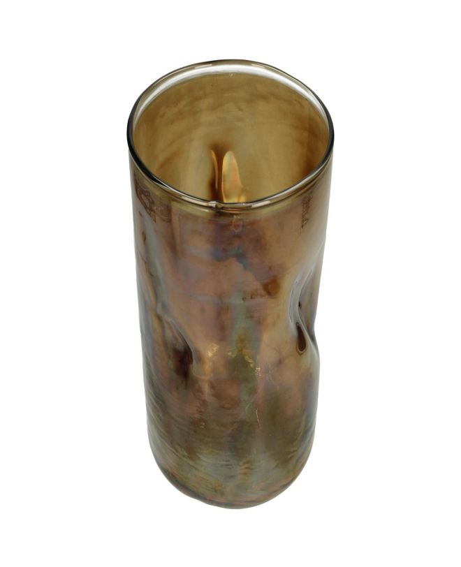 Κηροπήγιο Καφέ Γυαλί 15x15x27cm