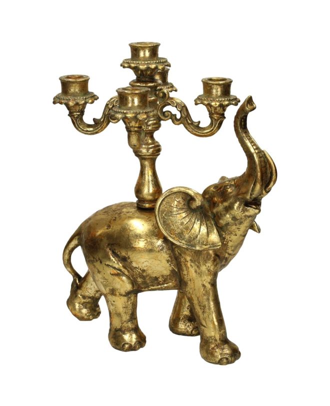 Κηροπήγιο Ελέφαντας Χρυσό Polyresin 31.5x19x37.5cm