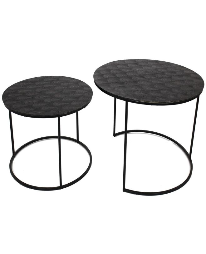 Τραπεζάκι Μαύρο Αλουμίνιο 75x75x48cm Σετ 2Τμχ