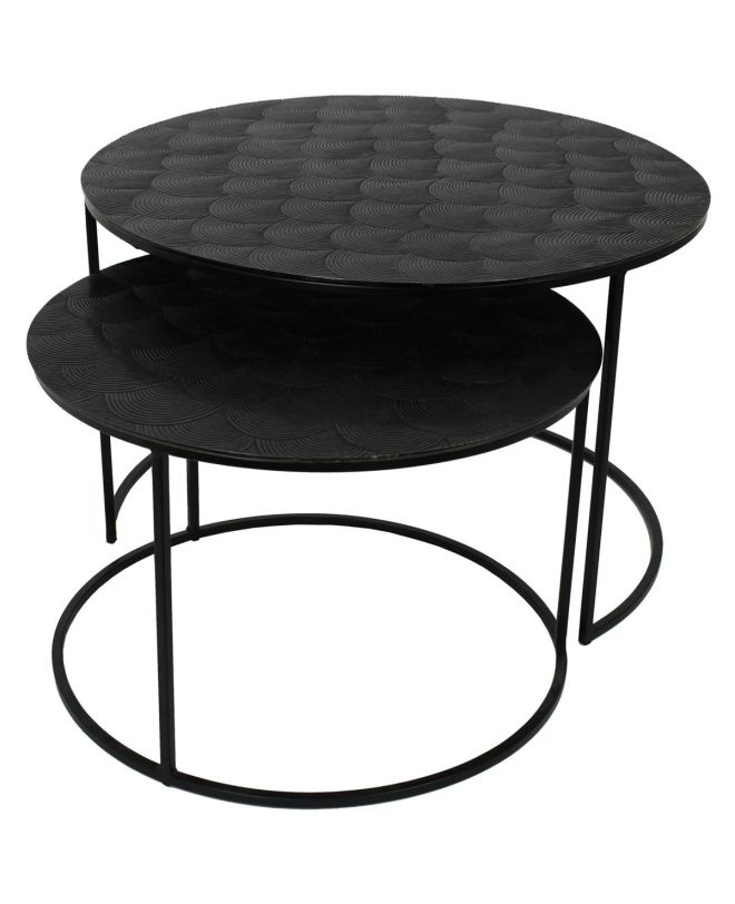 Τραπεζάκι Μαύρο Αλουμίνιο 75x75x48cm Σετ 2Τμχ