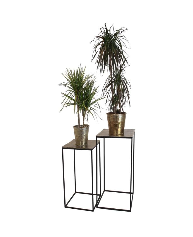 Τραπεζάκι ArteLibre Μαύρο Αλουμίνιο 45x45x70cm Σετ 2Τμχ