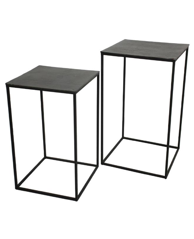 Τραπεζάκι ArteLibre Μαύρο Αλουμίνιο 45x45x70cm Σετ 2Τμχ