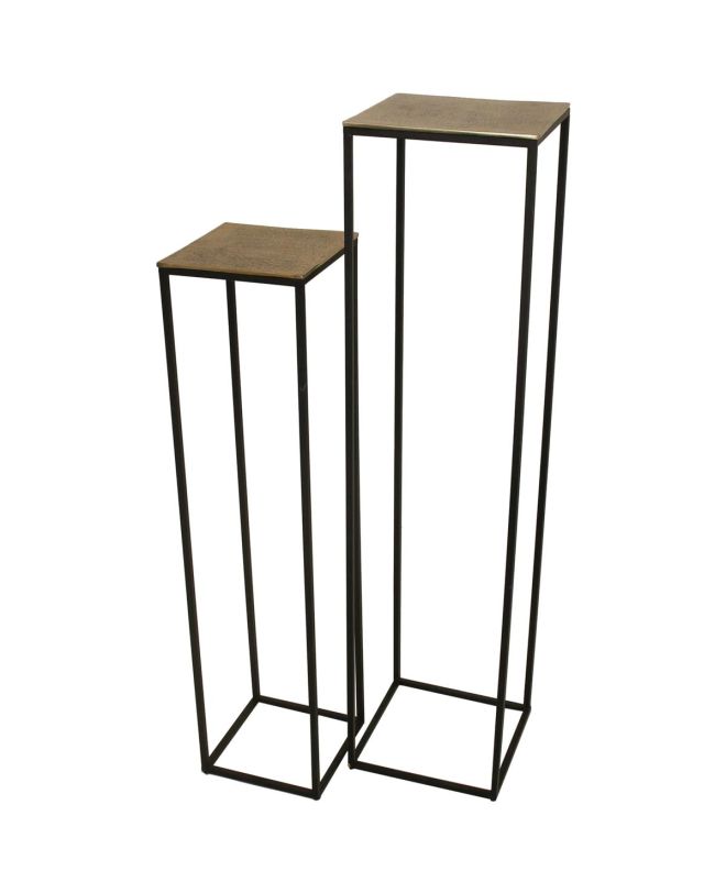 Τραπεζάκι Μπρονζέ Αλουμίνιο 30x30x120cm Σετ 2Τμχ