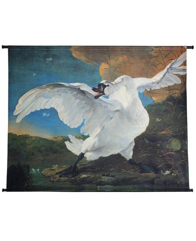 Διακοσμητικό Τοίχου Κρεμαστό Κύκνος Λευκό Βελούδο 146x110cm