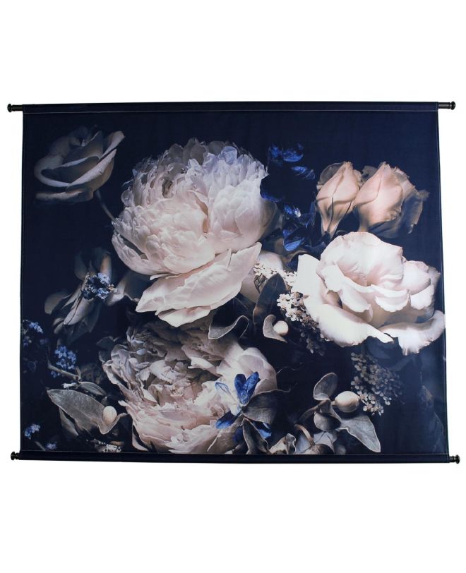 Διακοσμητικό Τοίχου Κρεμαστό Παιώνια Μπλε Βελούδο 146x110cm