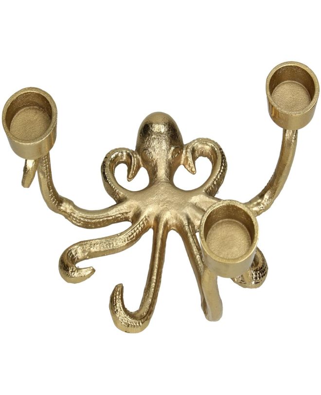 Κηροπήγιο Χταπόδι Χρυσό Αλουμίνιο 28x21.5x13cm