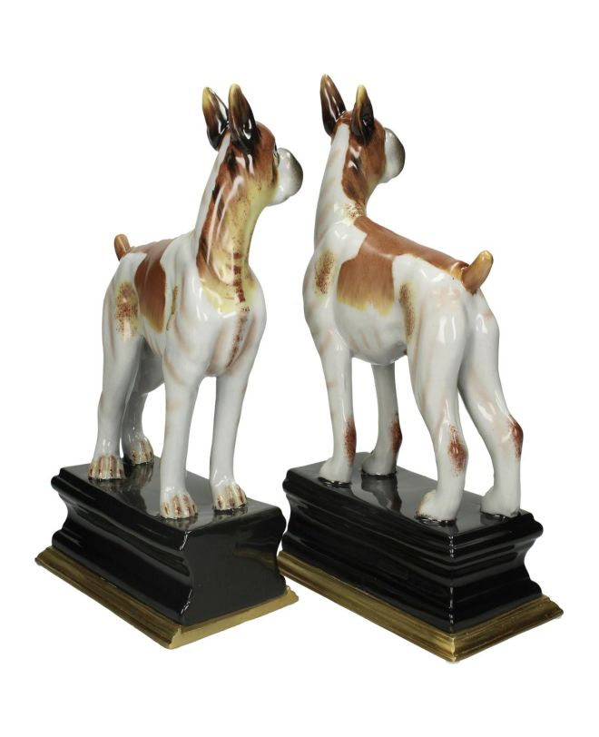 Βιβλιοστάτης Σκύλοι Καφέ Κεραμικό 33.5x9.8x24cm Σετ 2Τμχ