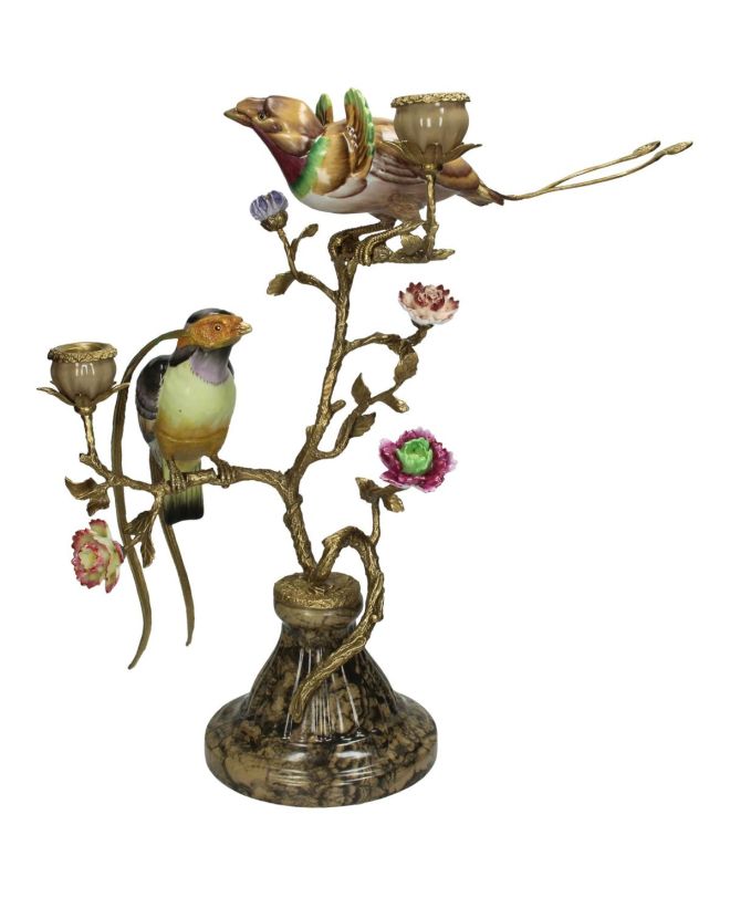 Κηροπήγιο Πουλιά Πολύχρωμο Κεραμικό 48x34x48cm