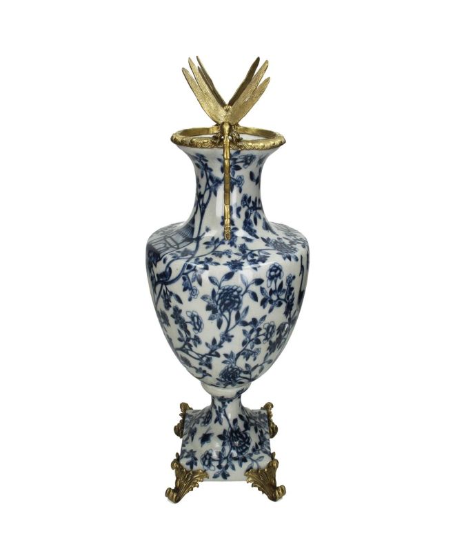 Βάζο Λιβελούλα Μπλε Κεραμικό 24.5x21.5x45cm