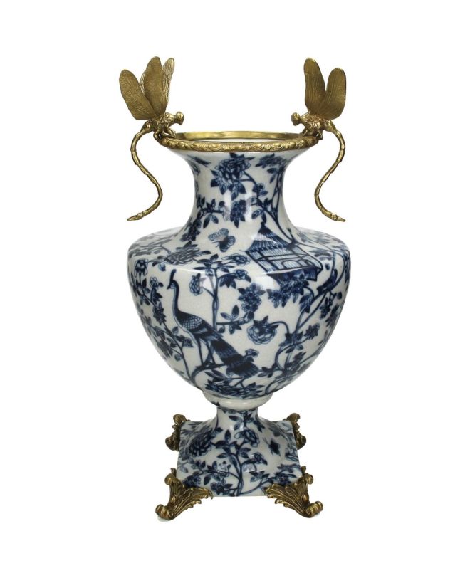 Βάζο Λιβελούλα Μπλε Κεραμικό 24.5x21.5x45cm