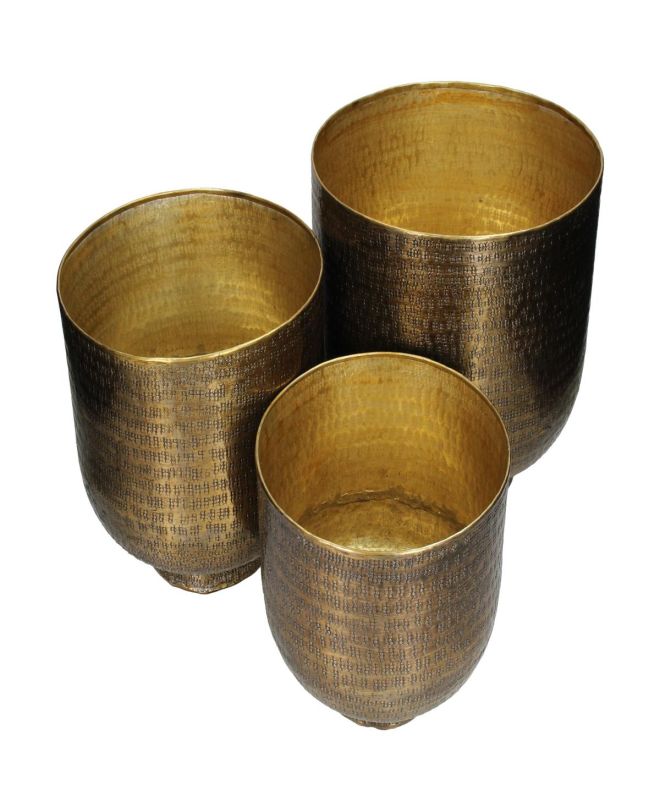 Κασπώ Μπρονζέ Μέταλλο 28x28x28cm Σετ 3Τμχ