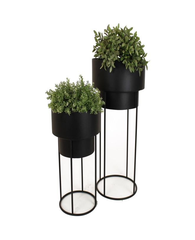 Κασπώ Μαύρο Μέταλλο 38x38x75.5cm Σετ 2Τμχ